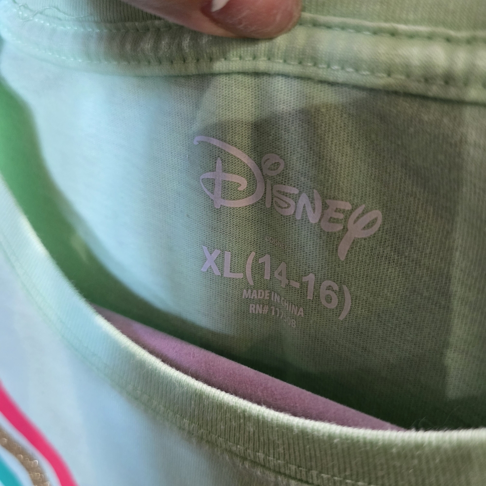Disney Kids XL Green T-Shirt with Stitch and Rainbow St. Patrick's Day Attire. - Picture 4 of 5